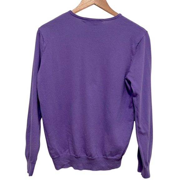 RALPH LAUREN SPORT Vintage Y2K Flesh Logo V Neck Lightweight Cotton Sweater L - Picture 2 of 5